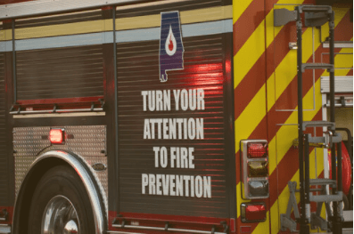 fire truck ready "turn your attention to fire prevention"