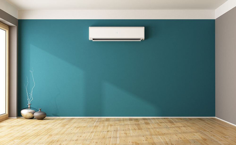 Room with a mini split system.